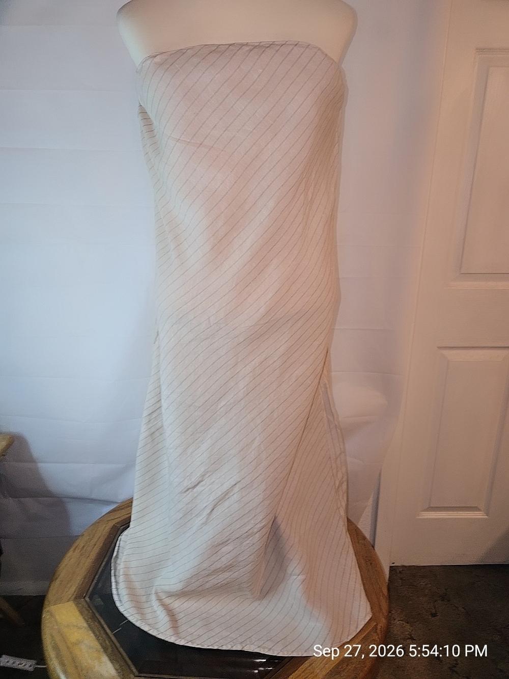 Banana Republic Strapless Cream Pinstripe Maxi